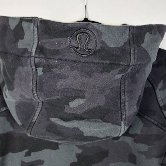 Lululemon Scuba Hoodie Women's 4 Black Gray Camo Sweatshirt Business Logo - Picture 7 of 9